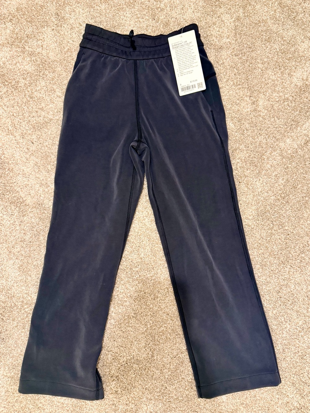 Lululemon Softstreme High-Rise Straight-Leg Crop 24” Black Size 0 NWT